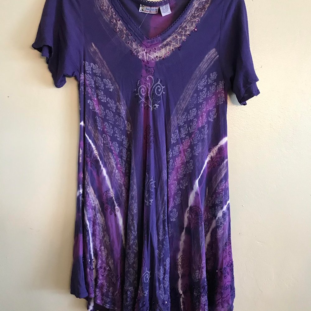 Just Cruising Purple Tie Dye Print Dress